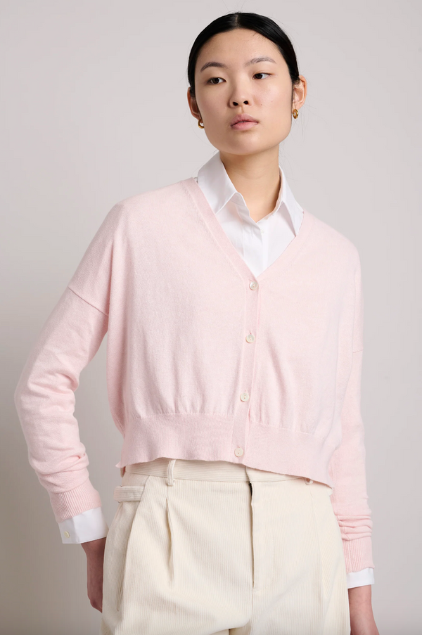 Cashmere Cropped Cardigan in Pink