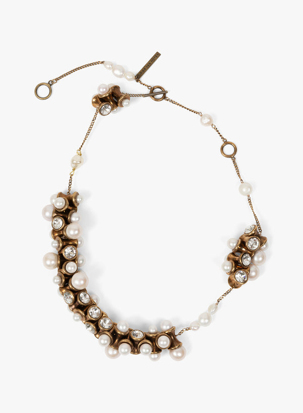 Pearl and Brass Necklace