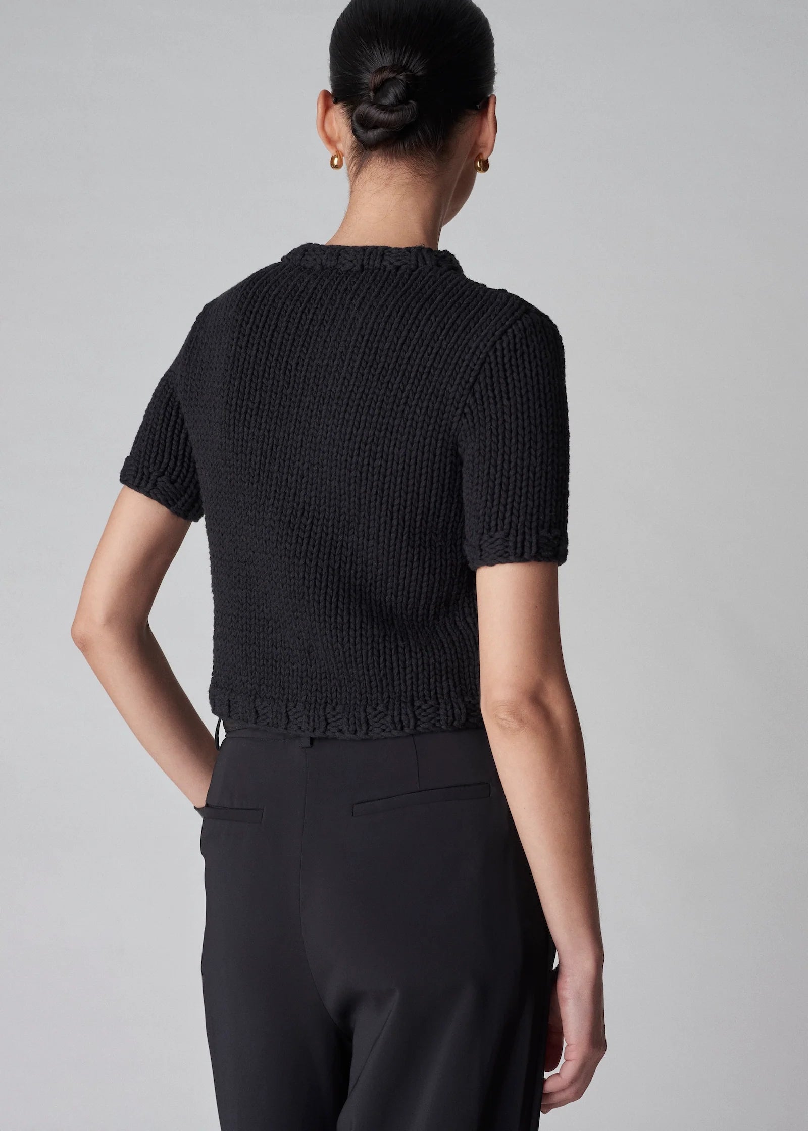 Fitted Sweater in Cotton Knit Black