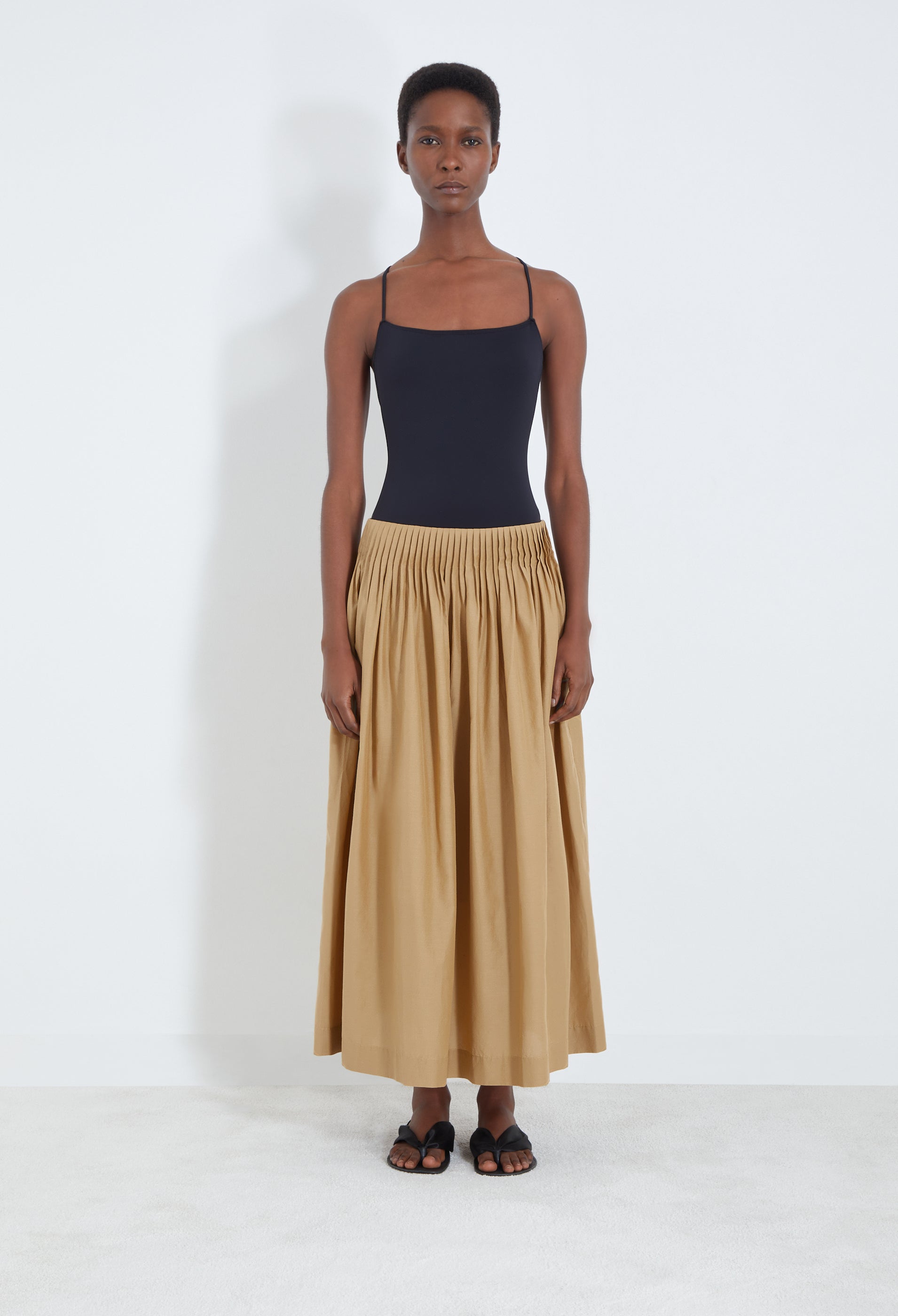 ARTEMIS Long cotton voile skirt in Dune