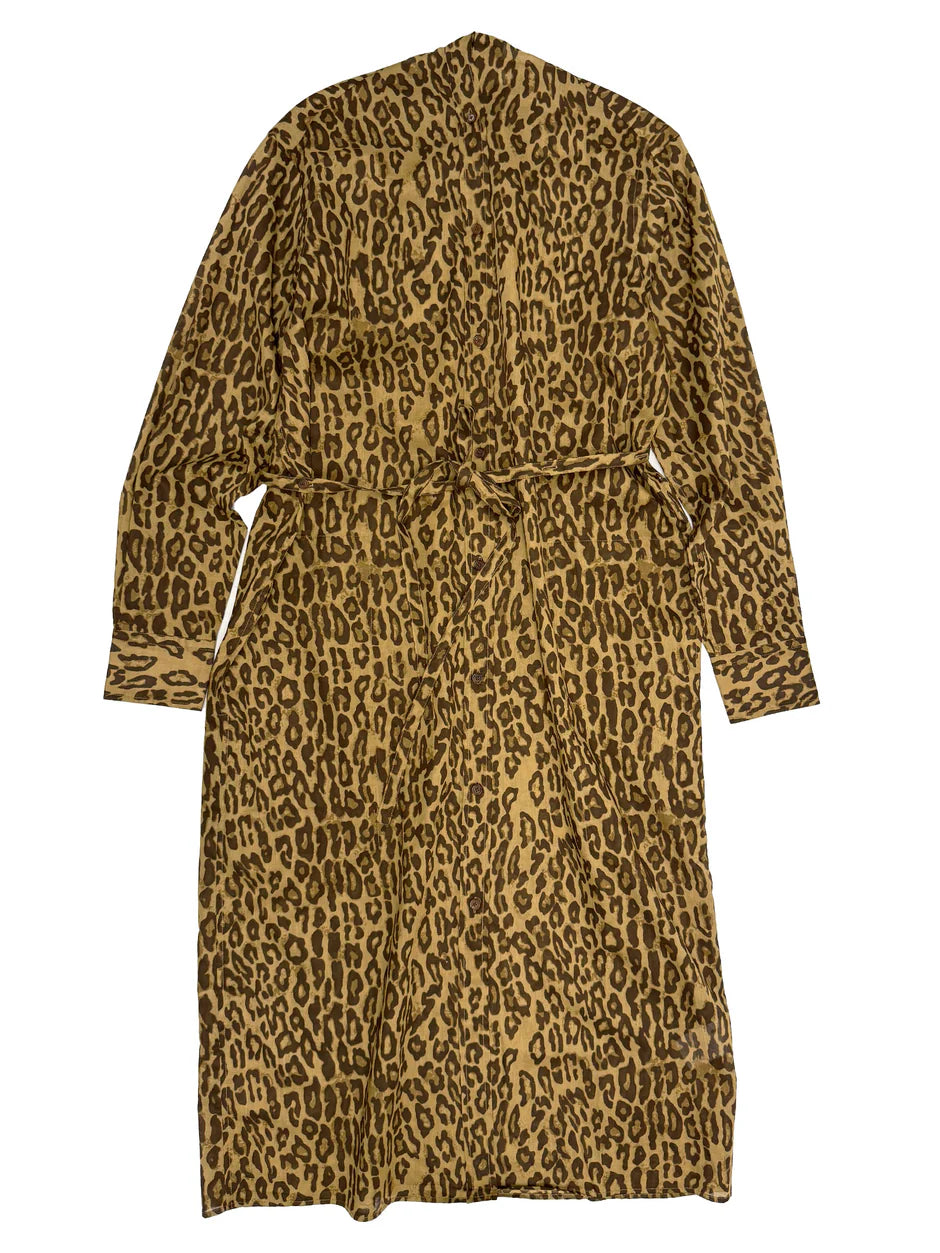 Collarless Shirtdress in Leopard