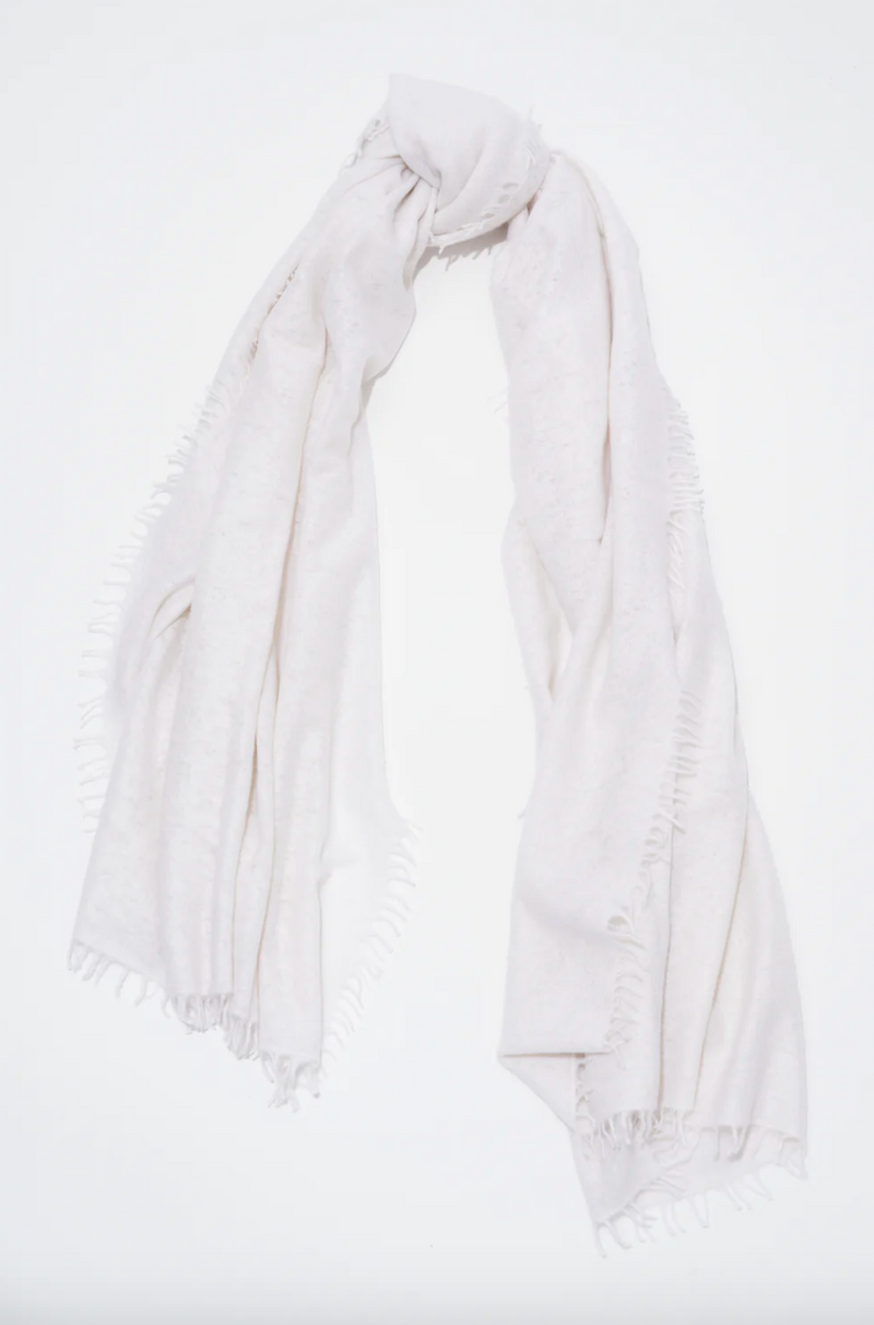 Cashmere Felted Stole in White Snow