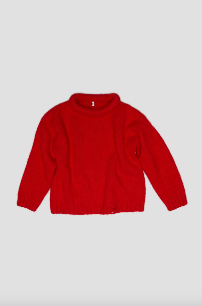 Shrunken Crewneck Sweater in Red
