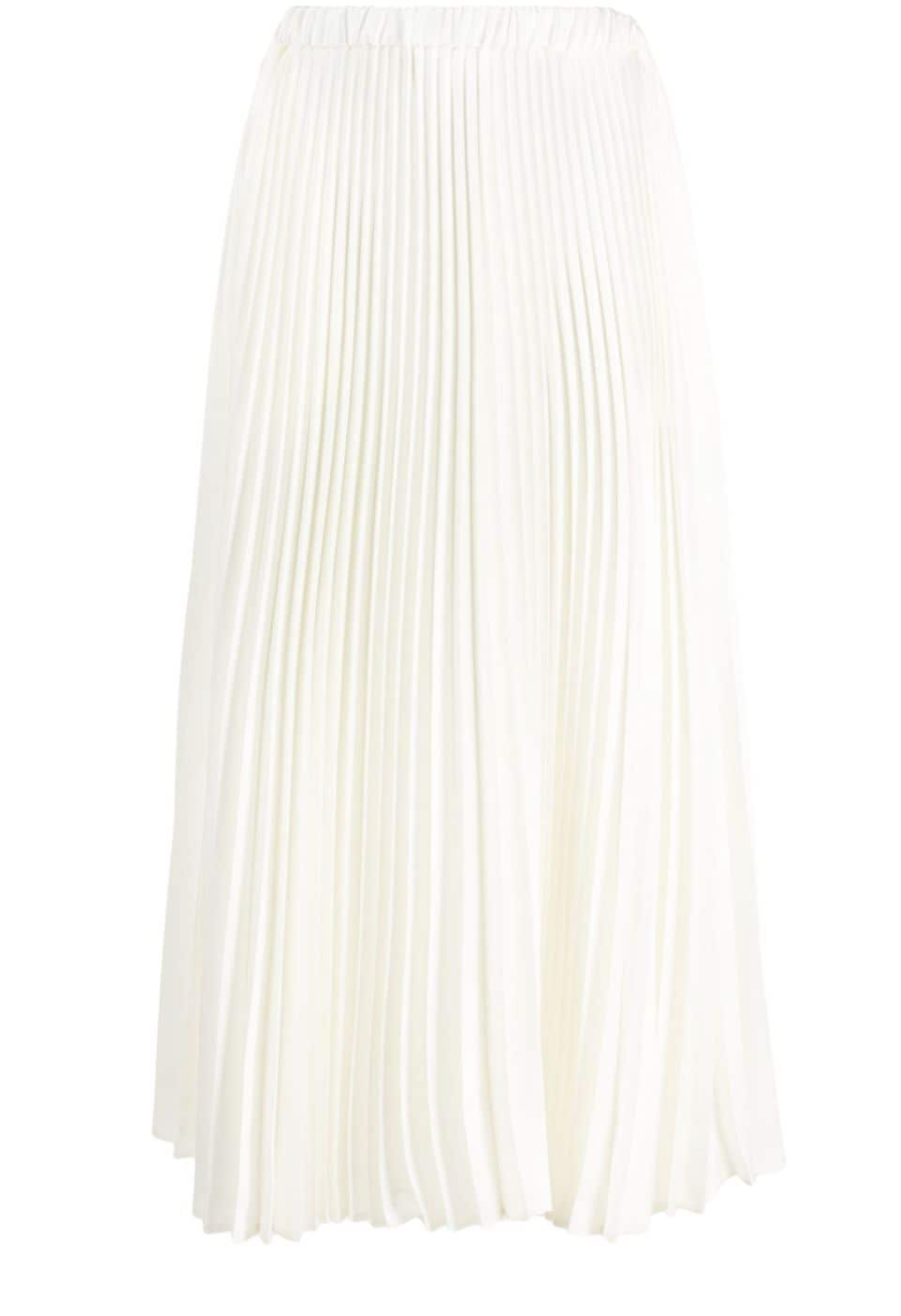 Pleated Midi Skirt in White