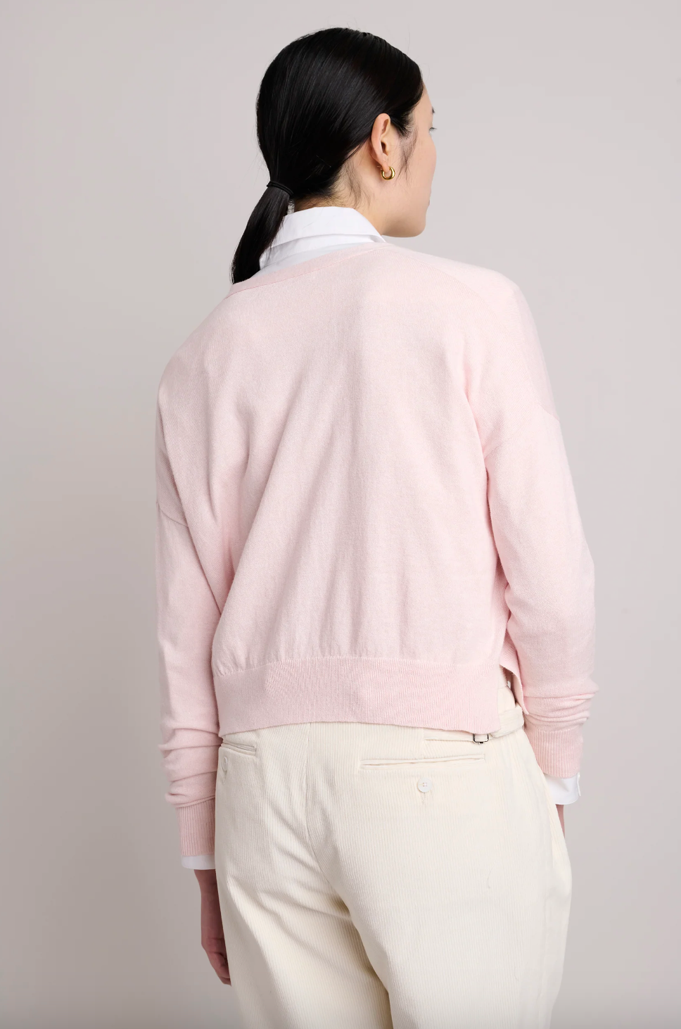 Cashmere Cropped Cardigan in Pink