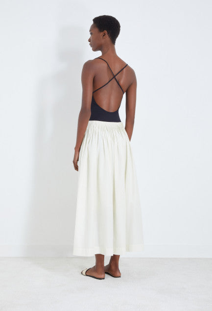 ARTEMIS Long cotton voile skirt in Ivory